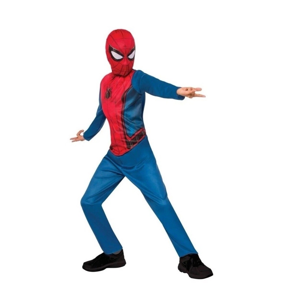 Kids Marvel Spiderman Halloween Costume Jumpsuit Mask Sz S (4-6) 3-4 Years